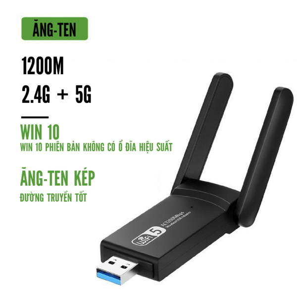 USB wifi VegGieg băng tần kép 2.4+5G 1200Mbps