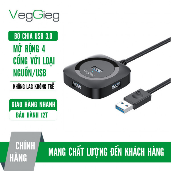 Bộ chia USB Type C VegGieg mở rộng 4 cổng không lag không trễ