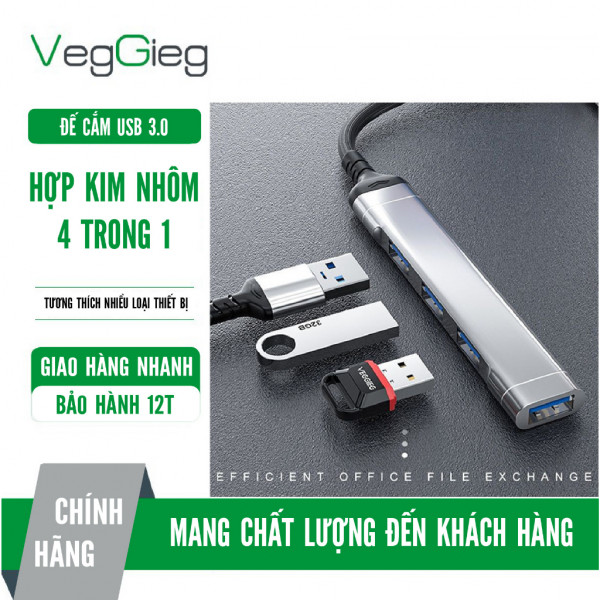 Bộ chuyển đổi TYPE-C sang USB 3.0, cáp chia cổng USB sang 4 cổng USB tốc độ cao - Hàng chính hãng Veggieg