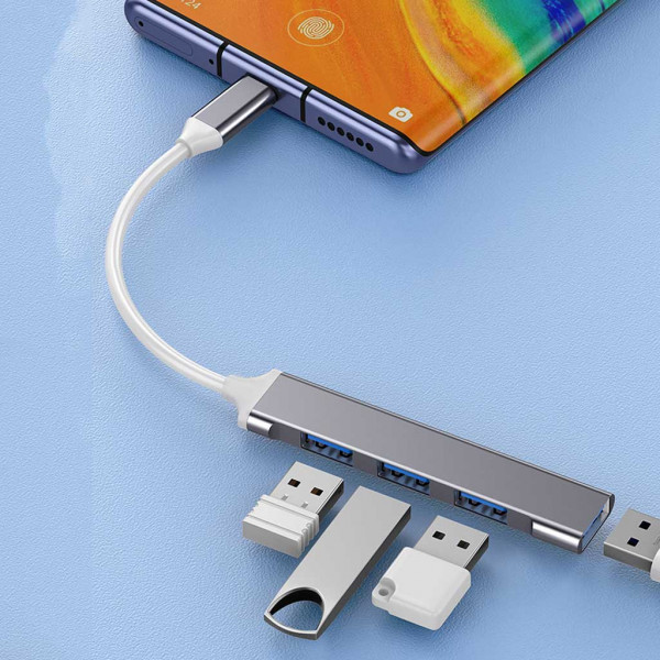 Bộ chuyển đổi TYPE-C sang USB 3.0, cáp chia cổng USB sang 4 cổng USB tốc độ cao - Hàng chính hãng Veggieg