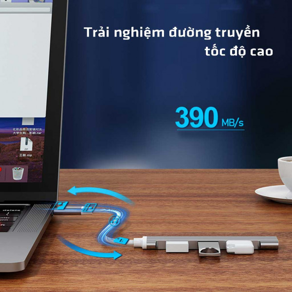 Bộ chuyển đổi TYPE-C sang USB 3.0, cáp chia cổng USB sang 4 cổng USB tốc độ cao - Hàng chính hãng Veggieg