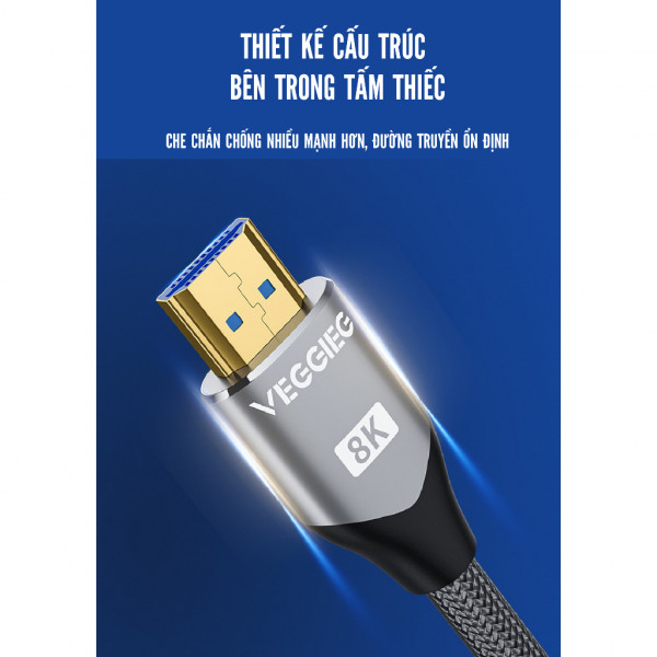 Cáp HDMI VegGieg hỗ trợ xuất hình ảnh độ nét cao chuẩn 8K