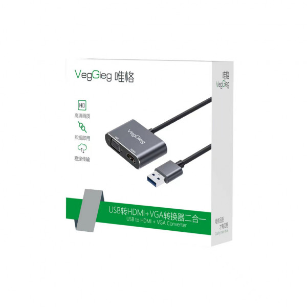 Bộ chuyển đổi Type C sang cổng J45, HDMI, USB Veggieg