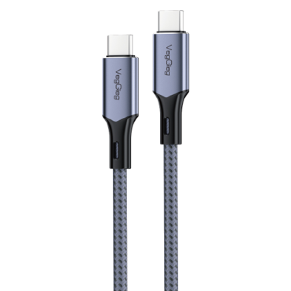 USB-C to C 100W Gray Fireproof Braided Fast Charging Data Cable - V-M002C